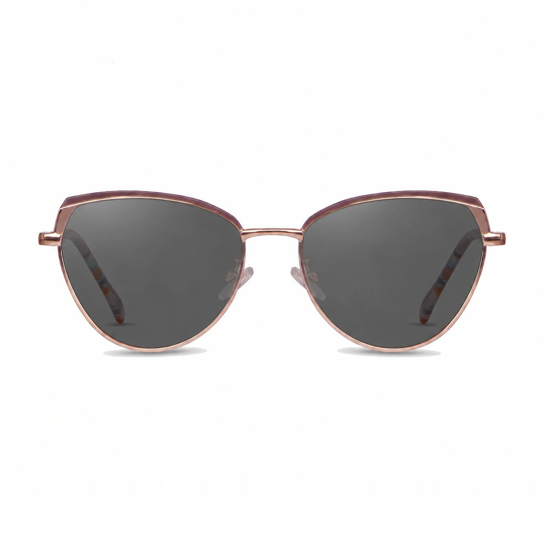 Lentes de sol Fiore 3983 Dorado cristal Negro polarizado vista frontal mujer #color_negro #foto_frontal