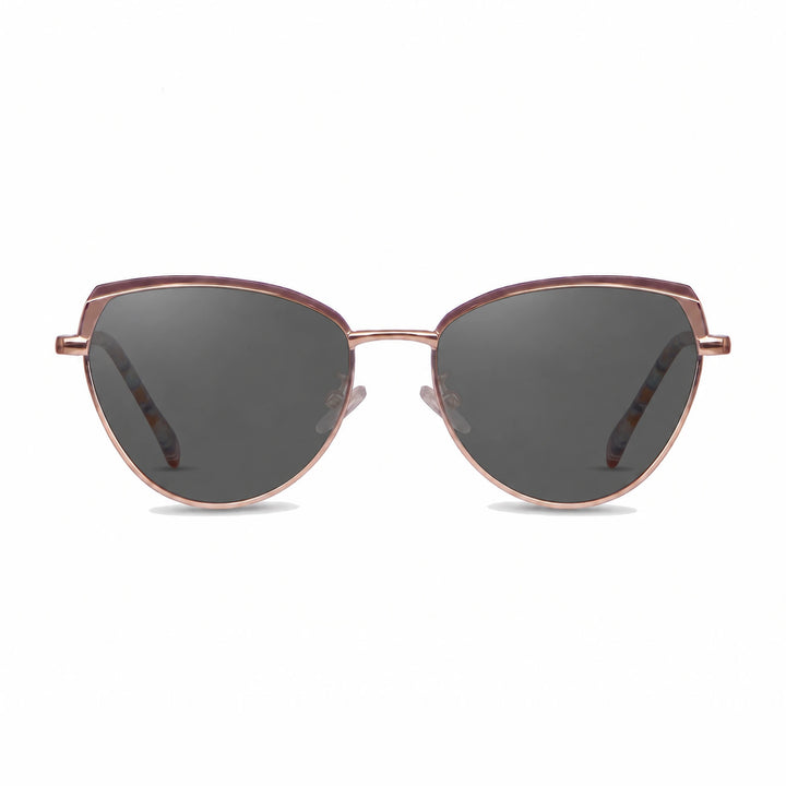 Lentes de sol Fiore 3983 Dorado cristal Negro polarizado vista frontal mujer #color_negro #foto_frontal