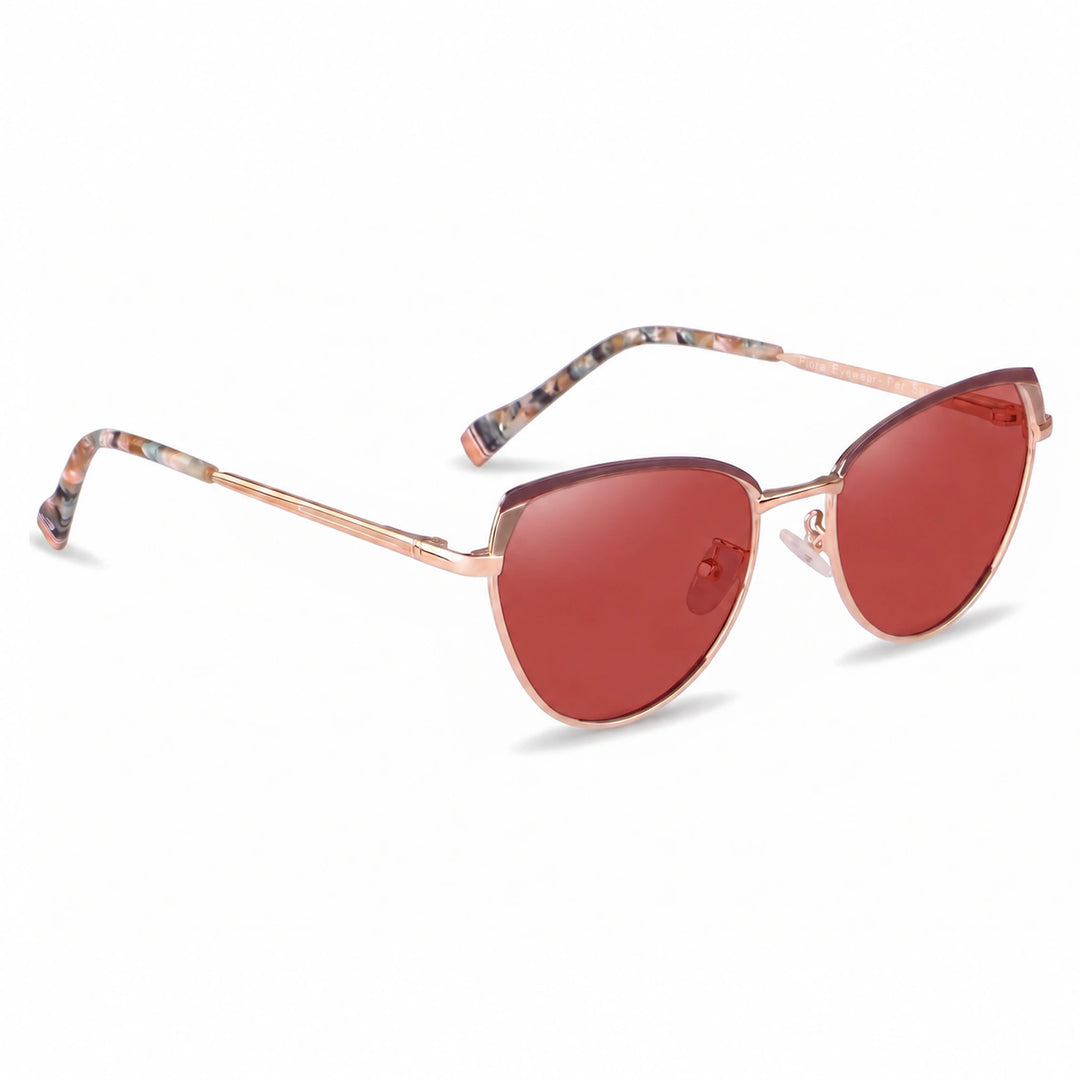 Lentes de sol Fiore 3983 Dorado cristal Rojo polarizado vista tres cuartos mujer #color_rojo