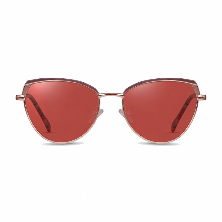 Lentes de sol Fiore 3983 Dorado cristal Rojo polarizado vista frontal mujer #color_rojo #foto_frontal