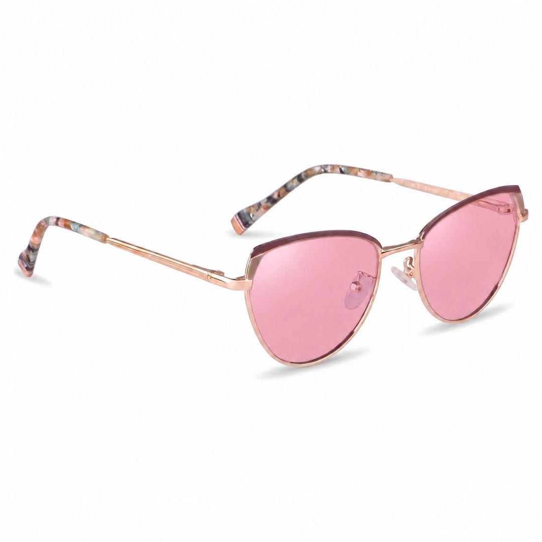 Lentes de sol Fiore 3983 Dorado cristal Rosado polarizado vista tres cuartos mujer #color_rosado