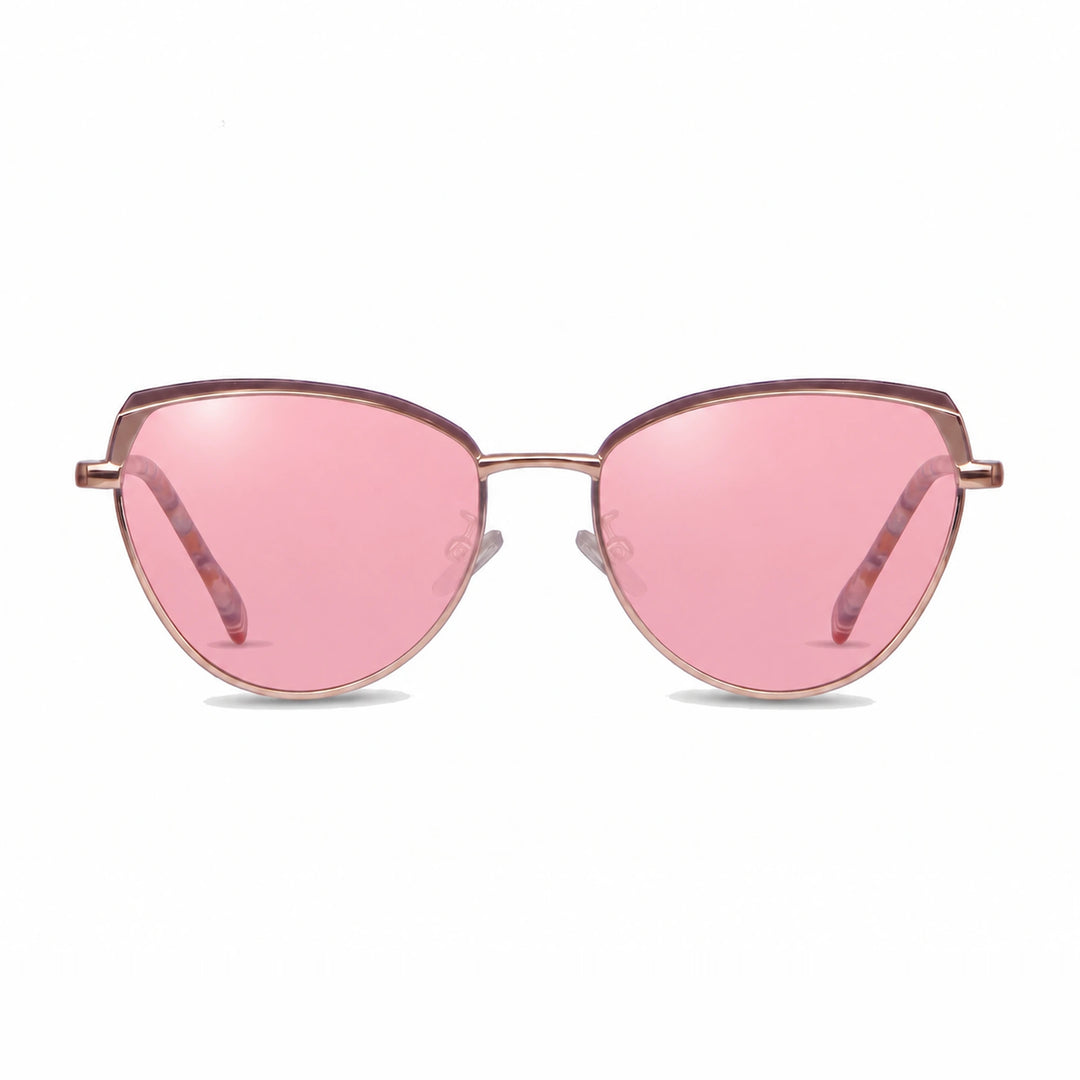 Lentes de sol Fiore 3983 Dorado cristal Rosado polarizado vista frontal mujer #color_rosado #foto_frontal