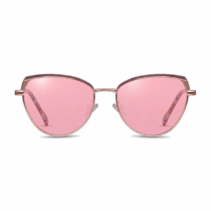 Lentes de sol Fiore 3983 Dorado cristal Rosado polarizado vista frontal mujer #color_rosado #foto_frontal
