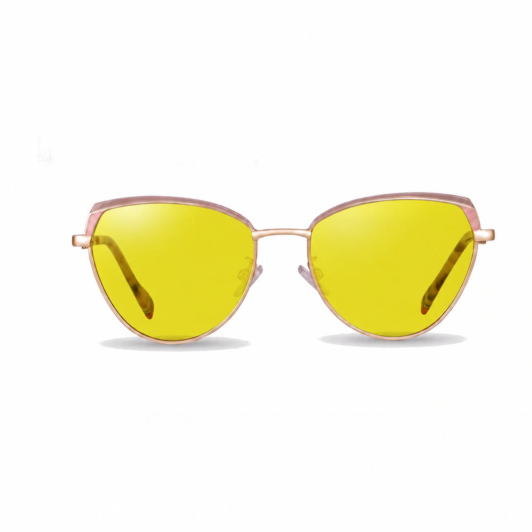 Lentes de sol Fiore 3983 Rosado cristal Amarillo polarizado vista frontal mujer #color_amarillo #foto_frontal