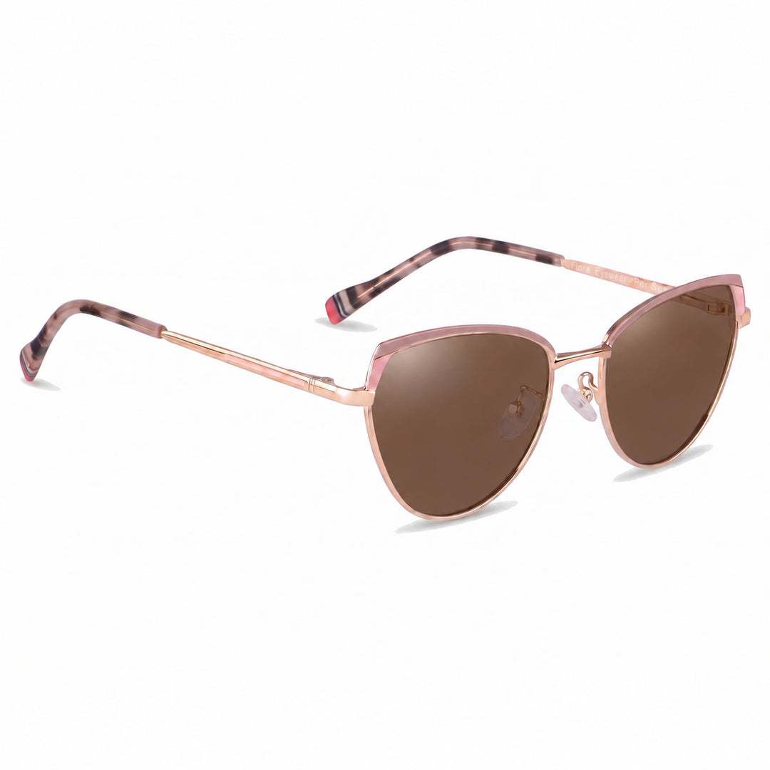 Lentes de sol Fiore 3983 Rosado cristal Cafe polarizado vista tres cuartos mujer #color_cafe