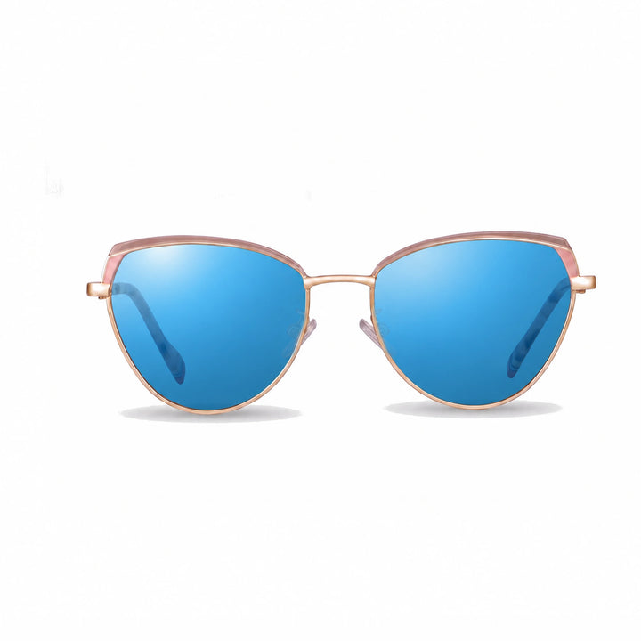 Lentes de sol Fiore 3983 Rosado cristal Espejado Azul polarizado vista frontal mujer #color_espejado-azul #foto_frontal