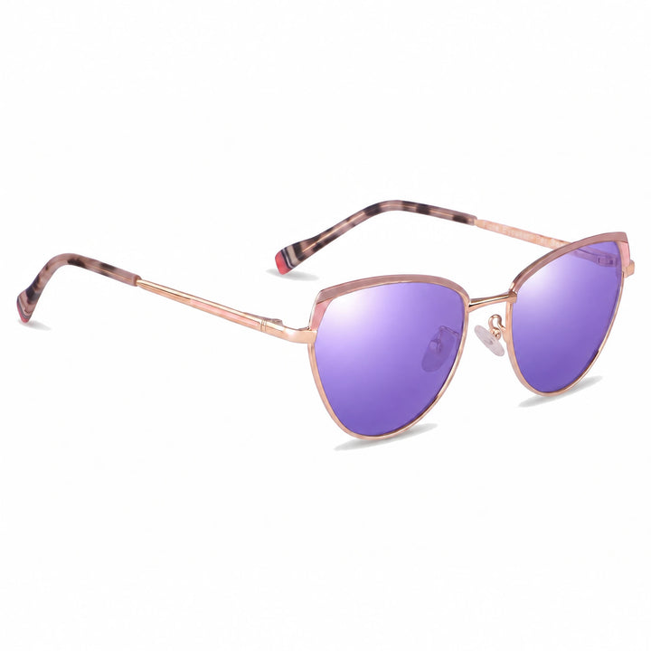 Lentes de sol Fiore 3983 Rosado cristal Espejado Morado polarizado vista tres cuartos mujer #color_espejado-morado