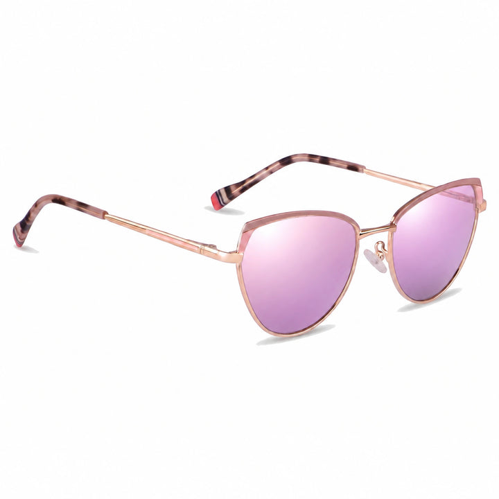 Lentes de sol Fiore 3983 Rosado cristal Espejado Rosado polarizado vista tres cuartos mujer #color_espejado-rosado