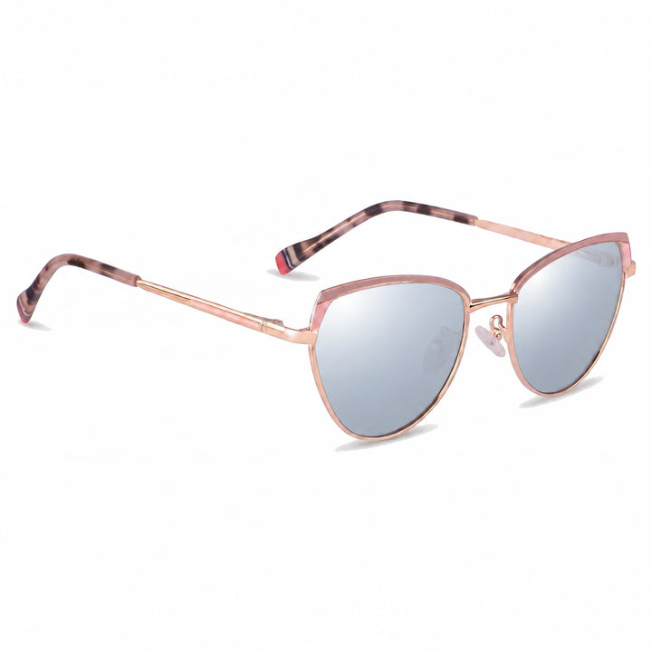 Lentes de sol Fiore 3983 Rosado cristal Espejado Silver polarizado vista tres cuartos mujer #color_espejado-silver