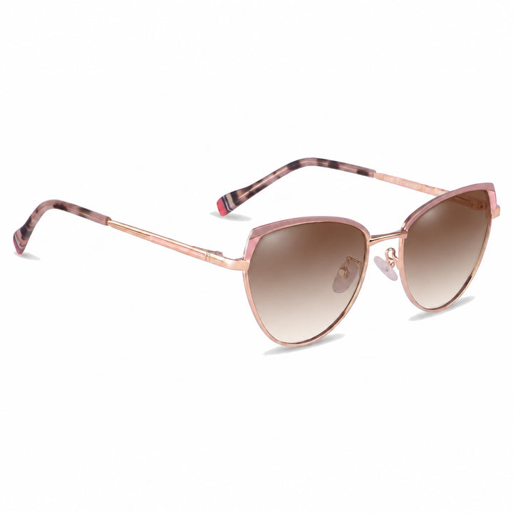 Lentes de sol Fiore 3983 Rosado cristal Gradiente Cafe polarizado vista tres cuartos mujer #color_gradiente-cafe