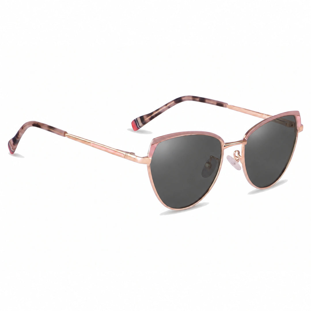 Lentes de sol Fiore 3983 Rosado cristal Negro polarizado vista tres cuartos mujer #color_negro