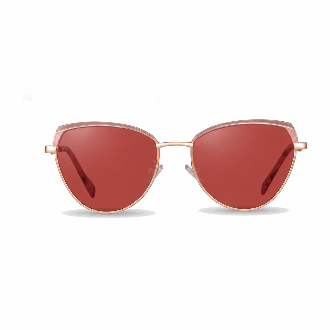 Lentes de sol Fiore 3983 Rosado cristal Rojo polarizado vista frontal mujer #color_rojo #foto_frontal