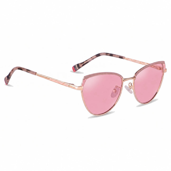 Lentes de sol Fiore 3983 Rosado cristal Rosado polarizado vista tres cuartos mujer #color_rosado
