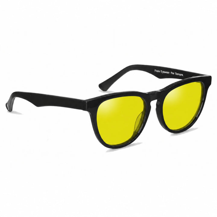 Lentes de sol Fiore 4488 Negro cristal Amarillo polarizado vista tres cuartos unisex #color_amarillo