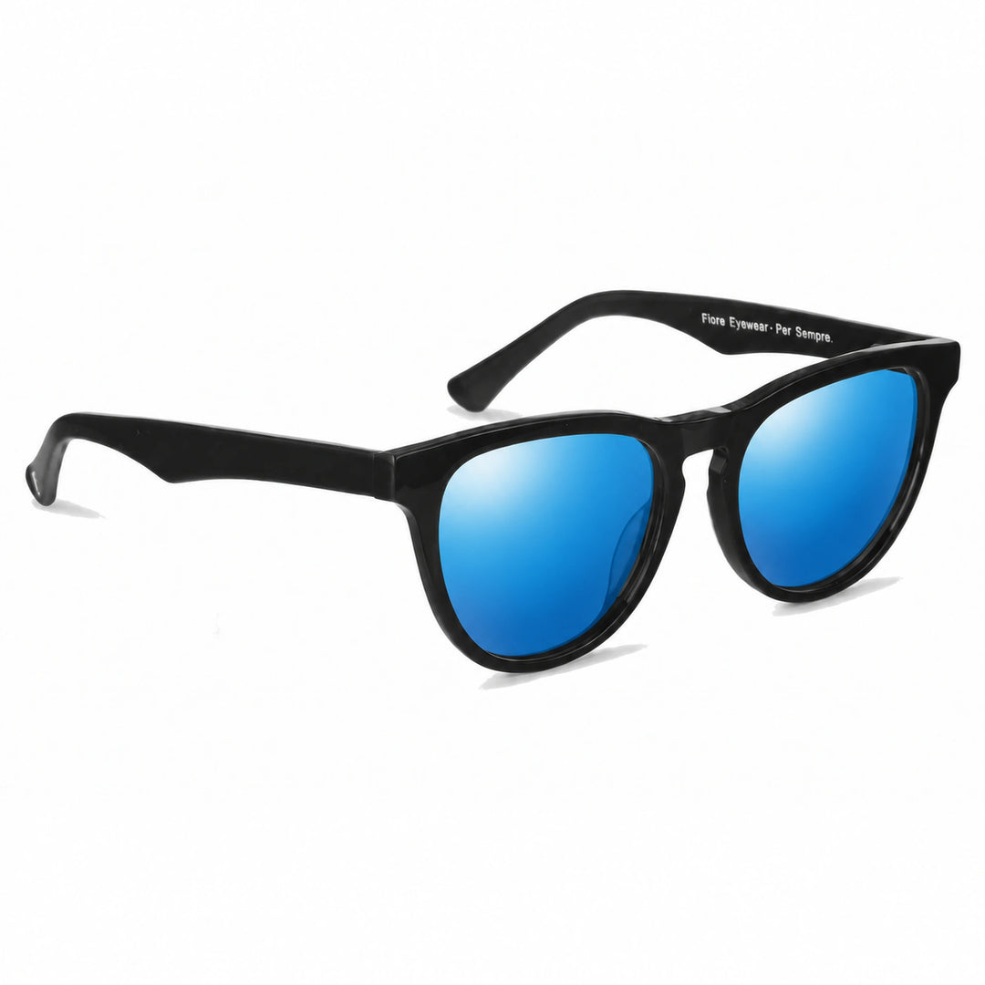 Lentes de sol Fiore 4488 Negro cristal Espejado Azul polarizado vista tres cuartos unisex #color_espejado-azul