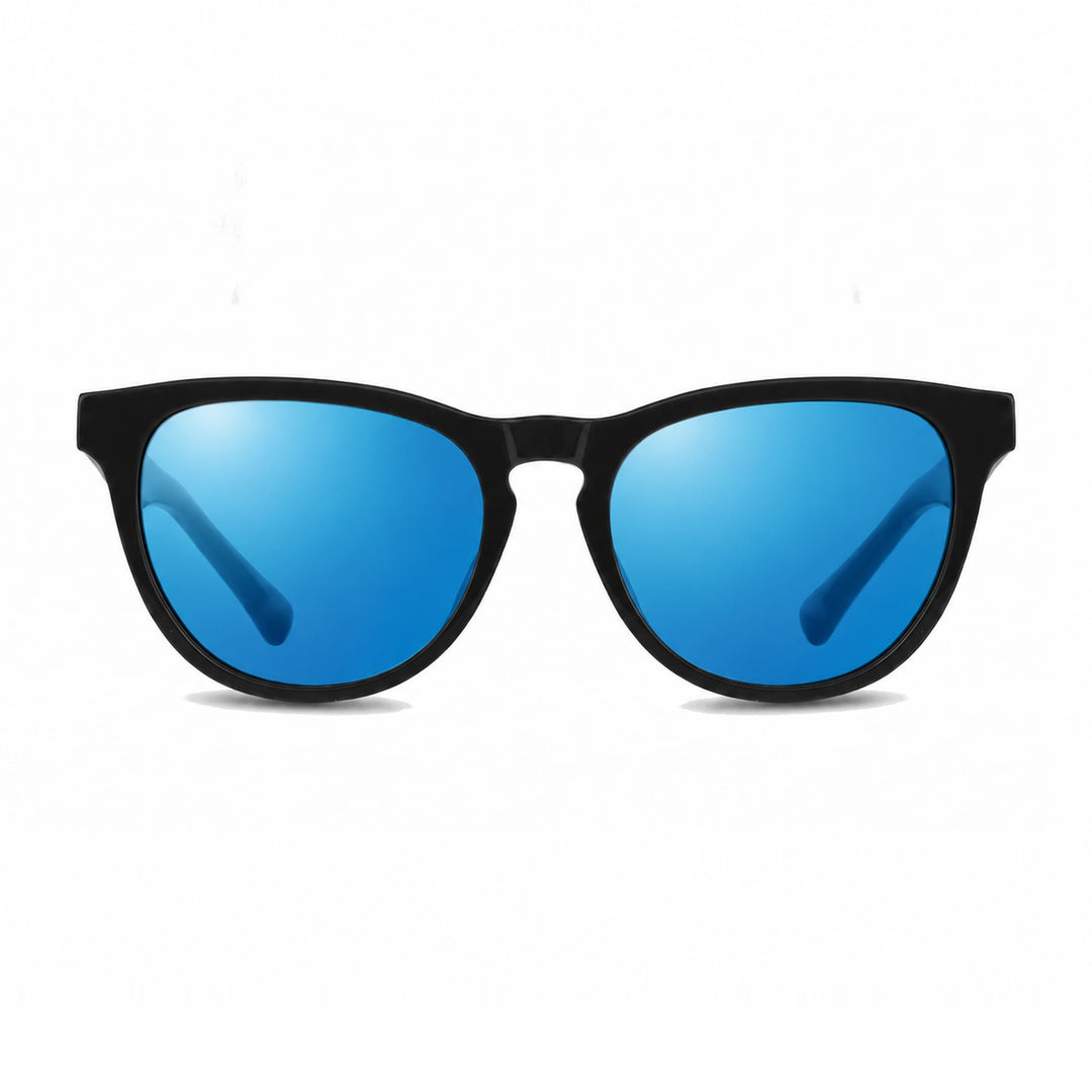 Lentes de sol Fiore 4488 Negro cristal Espejado Azul polarizado vista frontal unisex #color_espejado-azul #foto_frontal