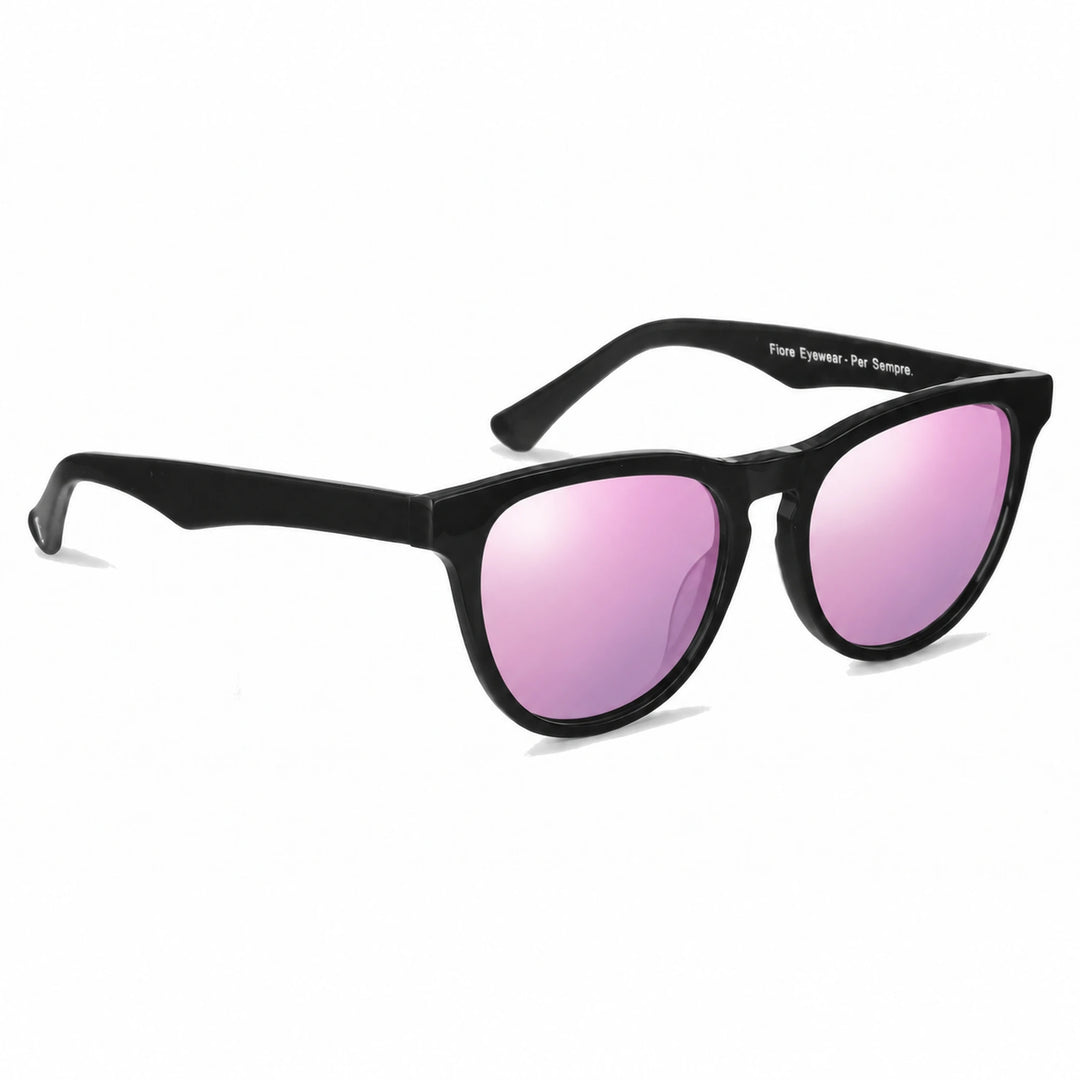 Lentes de sol Fiore 4488 Negro cristal Espejado Rosado polarizado vista tres cuartos unisex #color_espejado-rosado