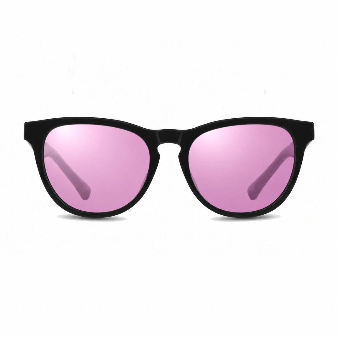 Lentes de sol Fiore 4488 Negro cristal Espejado Rosado polarizado vista frontal unisex #color_espejado-rosado #foto_frontal