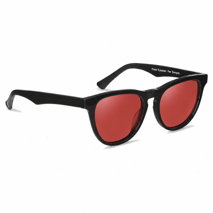 Lentes de sol Fiore 4488 Negro cristal Rojo polarizado vista tres cuartos unisex #color_rojo
