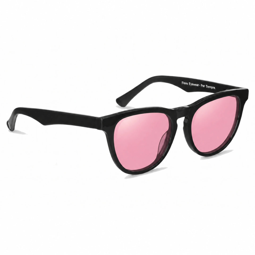 Lentes de sol Fiore 4488 Negro cristal Rosado polarizado vista tres cuartos unisex #color_rosado