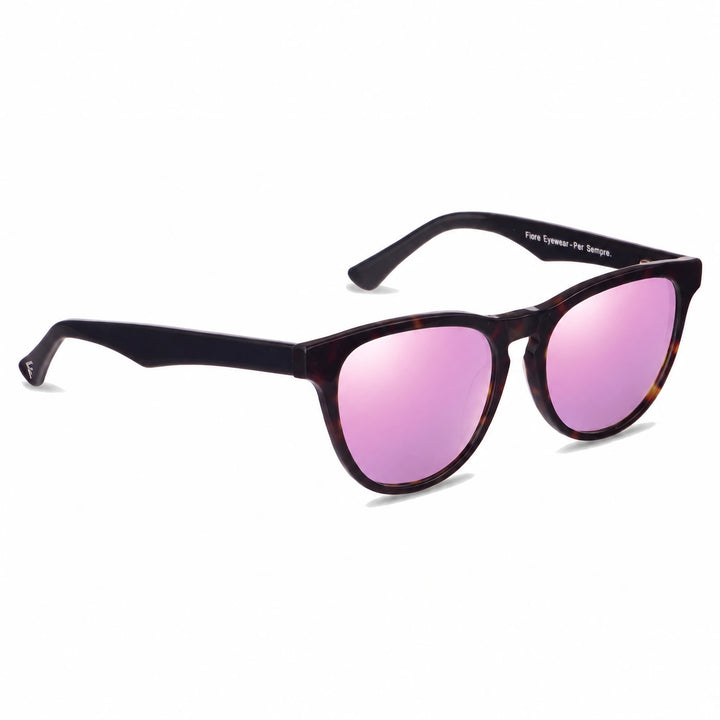 Lentes de sol Fiore 4488 Carey con cristal espejado rosado polarizado UV400, vista en tres cuartos para hombre y mujer #color_espejado-rosado