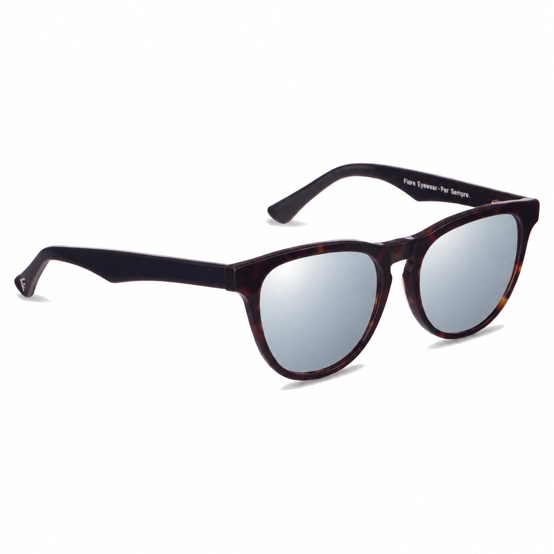 Lentes de sol Fiore 4488 Carey con cristal espejado silver polarizado UV400, vista en tres cuartos para hombre y mujer #color_espejado-silver