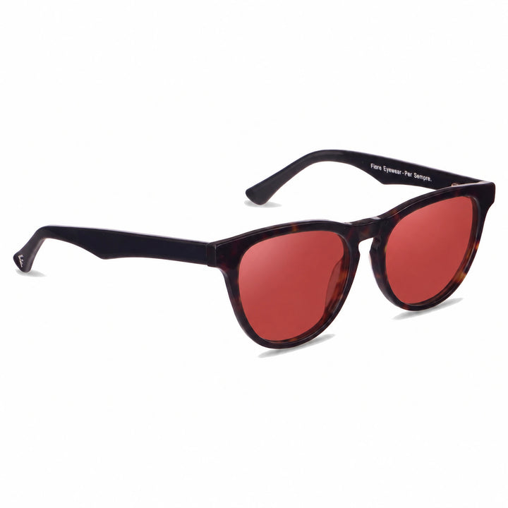 Lentes de sol Fiore 4488 Carey con cristal rojo polarizado UV400, vista en tres cuartos para hombre y mujer #color_rojo