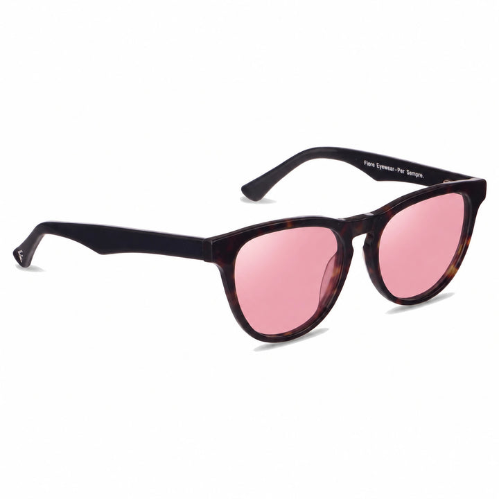 Lentes de sol Fiore 4488 Carey con cristal rosado polarizado UV400, vista en tres cuartos para hombre y mujer #color_rosado