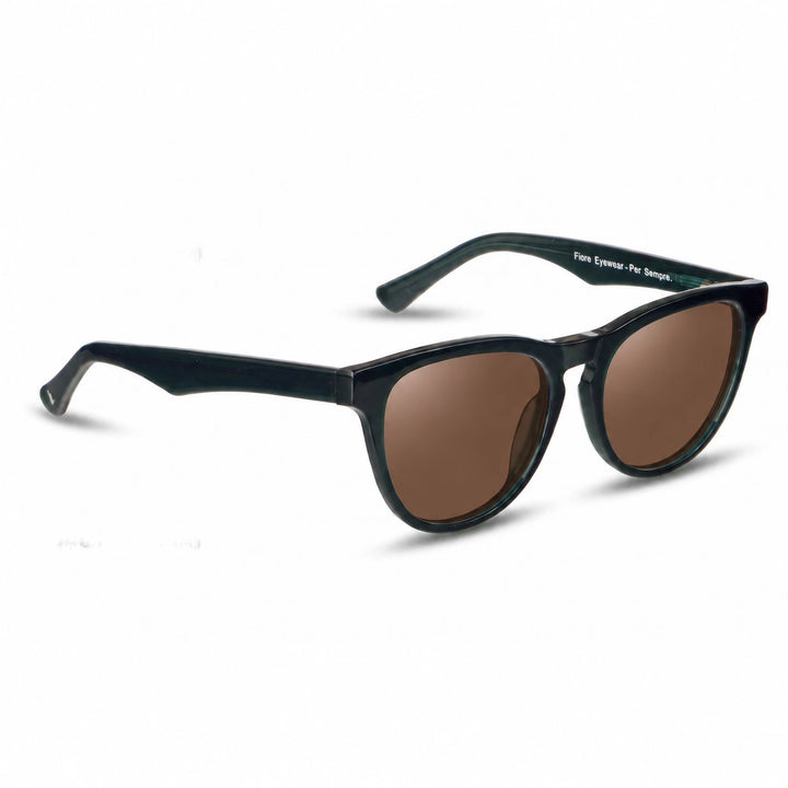 Lentes de sol Fiore 4488 Verde cristal Cafe polarizado vista tres cuartos unisex #color_cafe