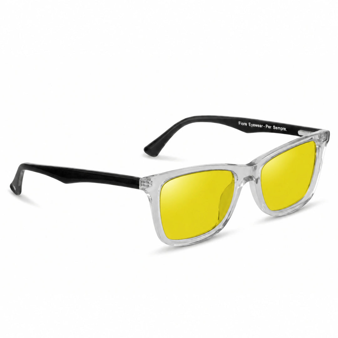 Lentes de sol Fiore 5228 Transparente cristal Amarillo polarizado vista tres cuartos unisex #color_amarillo