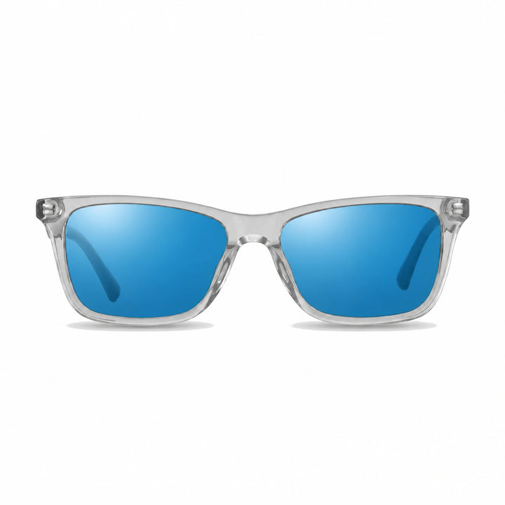 Lentes de sol Fiore 5228 Transparente cristal Espejado Azul polarizado vista frontal unisex #color_espejado-azul #foto_frontal