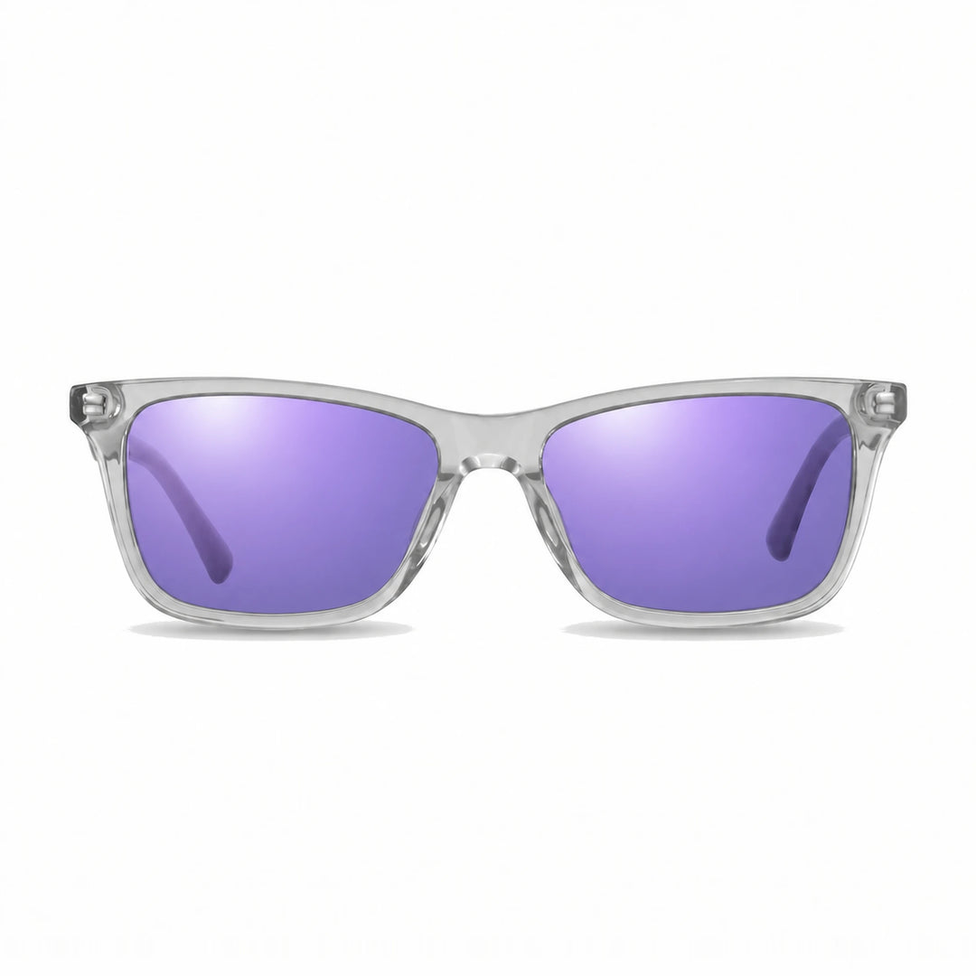 Lentes de sol Fiore 5228 Transparente cristal Espejado Morado polarizado vista frontal unisex #color_espejado-morado #foto_frontal