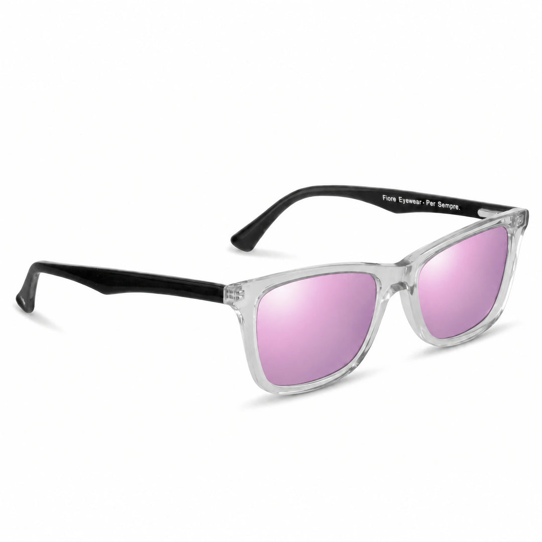 Lentes de sol Fiore 5228 Transparente cristal Espejado Rosado polarizado vista tres cuartos unisex #color_espejado-rosado