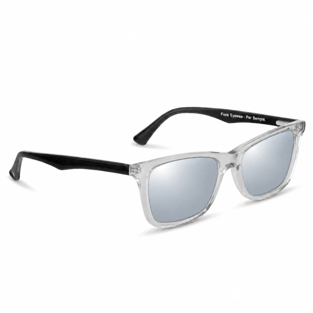 Lentes de sol Fiore 5228 Transparente cristal Espejado Silver polarizado vista tres cuartos unisex #color_espejado-silver