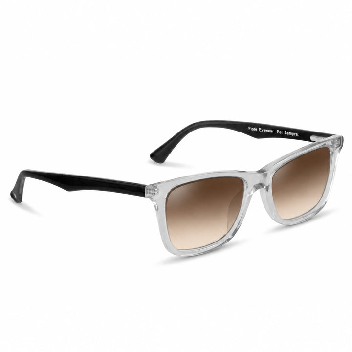 Lentes de sol Fiore 5228 Transparente cristal Gradiente Cafe polarizado vista tres cuartos unisex #color_gradiente-cafe