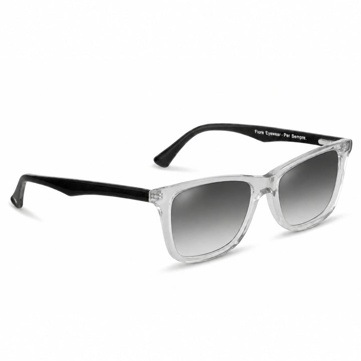 Lentes de sol Fiore 5228 Transparente cristal Gradiente Gris polarizado vista tres cuartos unisex #color_gradiente-gris