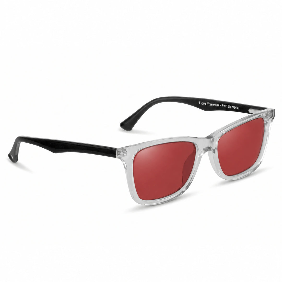 Lentes de sol Fiore 5228 Transparente cristal Rojo polarizado vista tres cuartos unisex #color_rojo