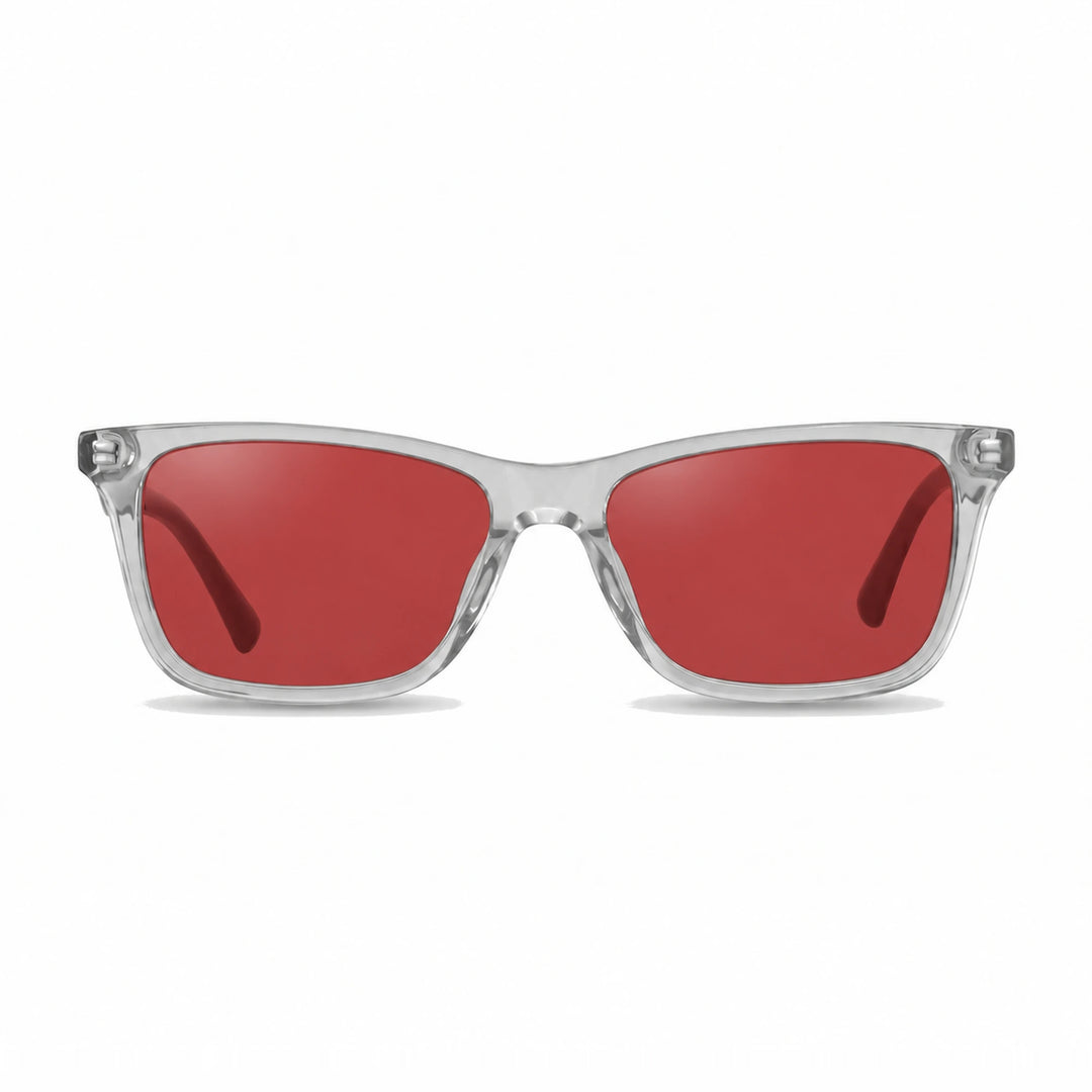 Lentes de sol Fiore 5228 Transparente cristal Rojo polarizado vista frontal unisex #color_rojo #foto_frontal