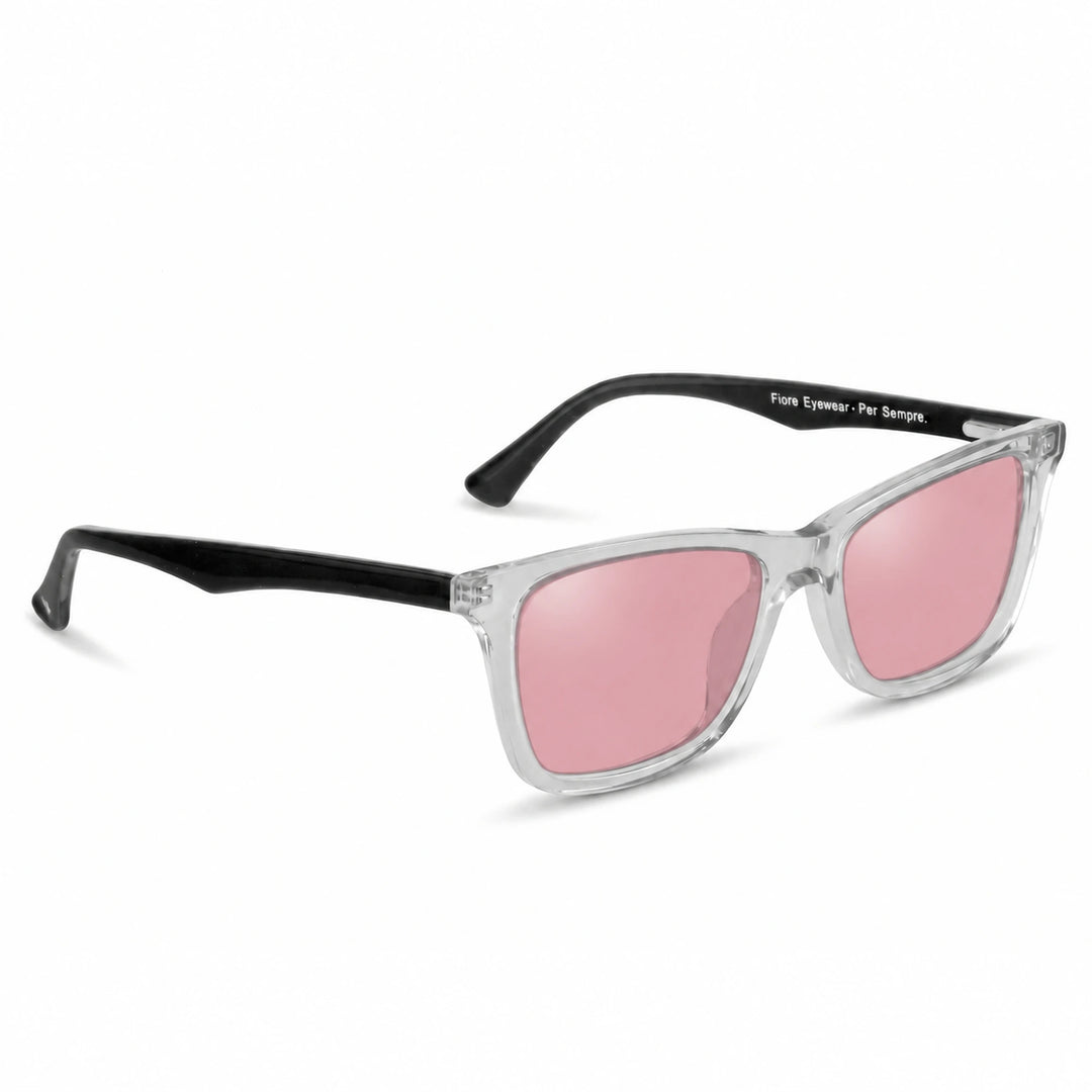 Lentes de sol Fiore 5228 Transparente cristal Rosado polarizado vista tres cuartos unisex #color_rosado