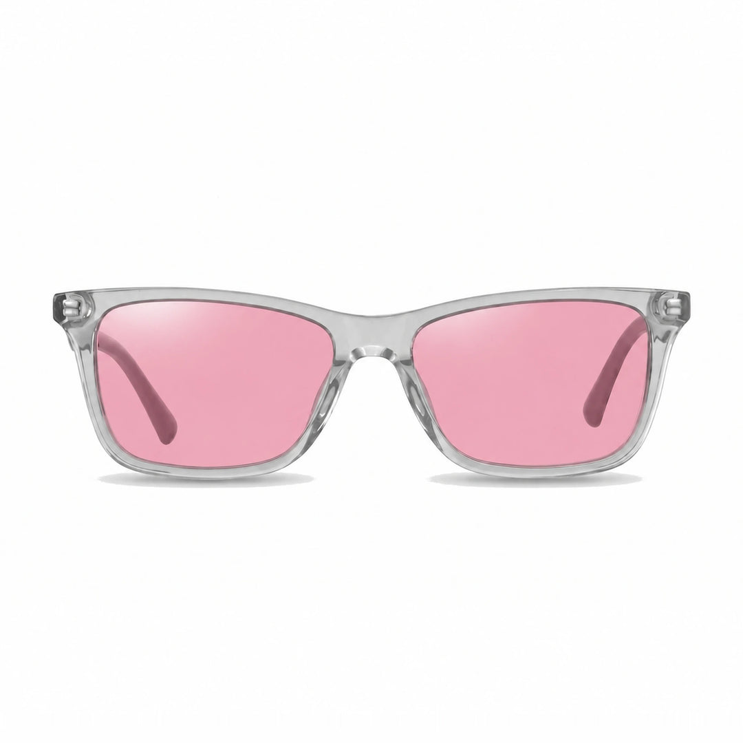 Lentes de sol Fiore 5228 Transparente cristal Rosado polarizado vista frontal unisex #color_rosado #foto_frontal