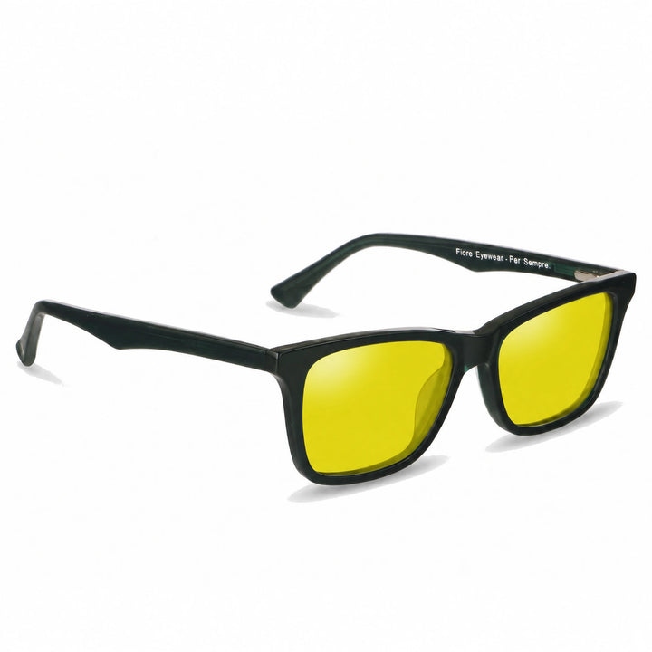 Lentes de sol Fiore 5228 Verde cristal Amarillo polarizado vista tres cuartos unisex #color_amarillo