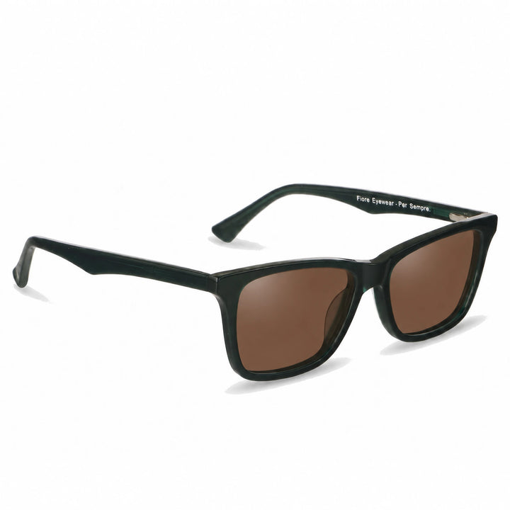 Lentes de sol Fiore 5228 Verde cristal Cafe polarizado vista tres cuartos unisex #color_cafe