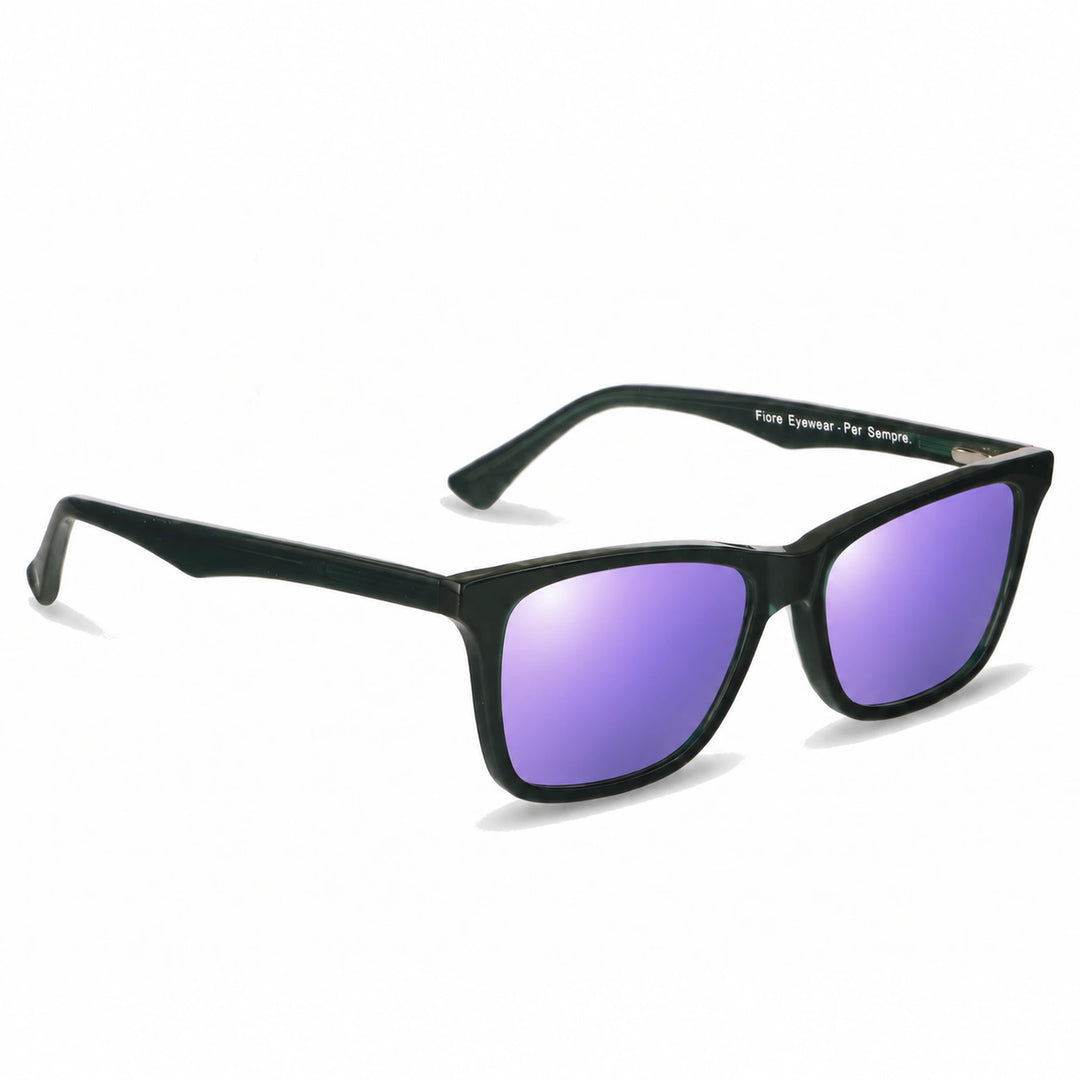 Lentes de sol Fiore 5228 Verde cristal Espejado Morado polarizado vista tres cuartos unisex #color_espejado-morado