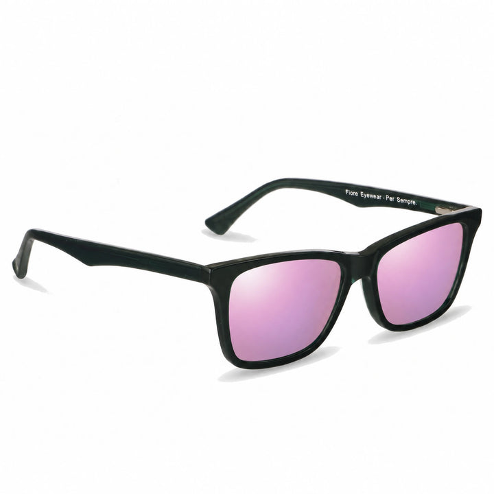 Lentes de sol Fiore 5228 Verde cristal Espejado Rosado polarizado vista tres cuartos unisex #color_espejado-rosado