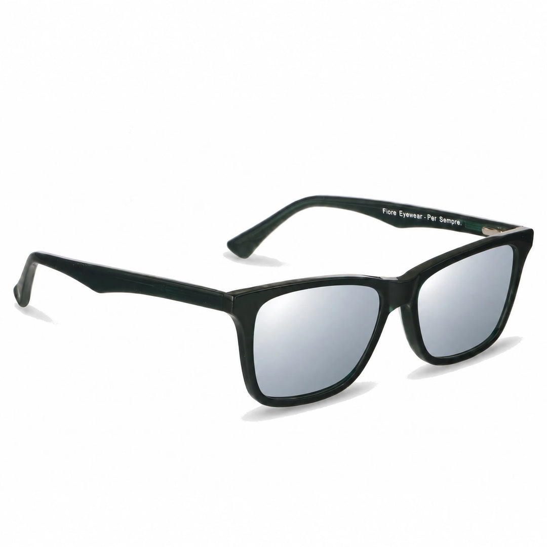Lentes de sol Fiore 5228 Verde cristal Espejado Silver polarizado vista tres cuartos unisex #color_espejado-silver