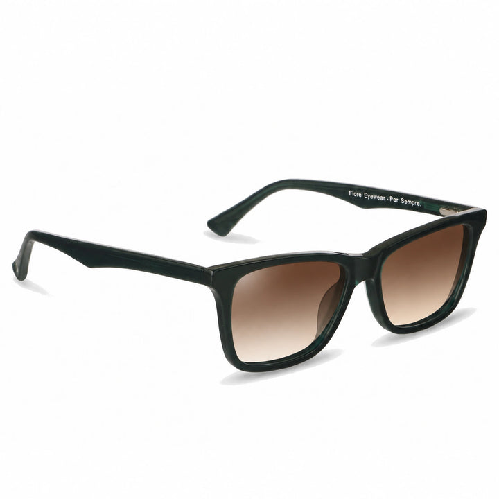 Lentes de sol Fiore 5228 Verde cristal Gradiente Cafe polarizado vista tres cuartos unisex #color_gradiente-cafe