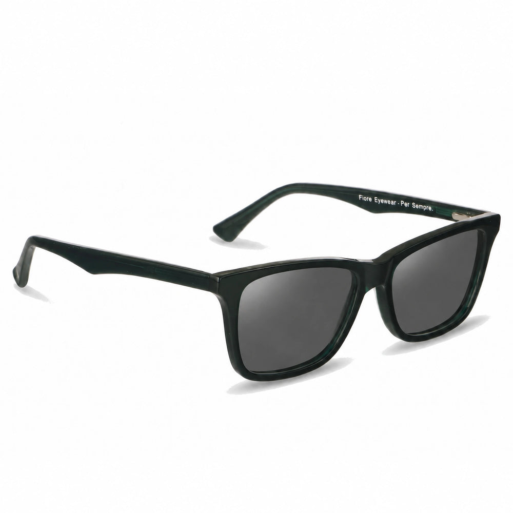 Lentes de sol Fiore 5228 Verde cristal Negro polarizado vista tres cuartos unisex #color_negro