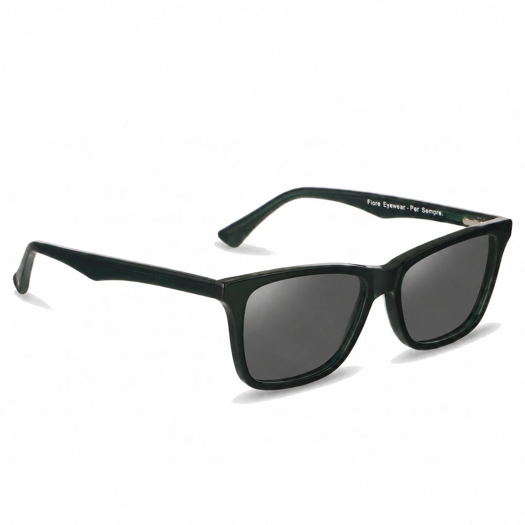 Lentes de sol Fiore 5228 Verde cristal Negro polarizado vista tres cuartos unisex #color_negro