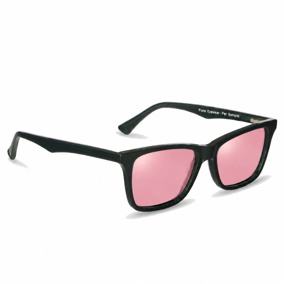 Lentes de sol Fiore 5228 Verde cristal Rosado polarizado vista tres cuartos unisex #color_rosado