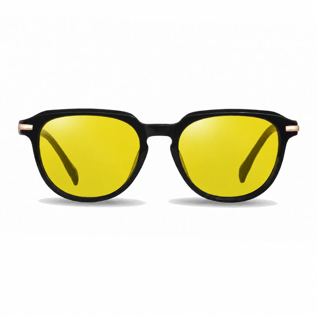 Lentes de sol Fiore 5409 Negro cristal Amarillo polarizado vista frontal mujer #color_amarillo #foto_frontal